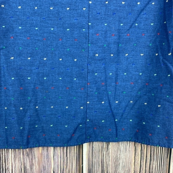 Drew Cotton Blend Blue Blouse With Ruffled Sleeves & Embroidered Dots- Sz Small - Picture 7 of 8